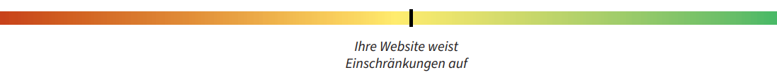 Farbliche Skala zur Barrierefreiheit mit dem Untertitel "Ihre Website weist Einschränkungen auf"